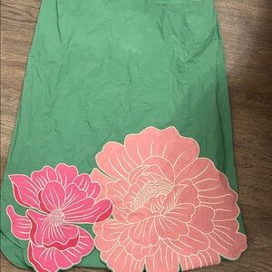 Farm rio Green Skirt with Pink Floral Design